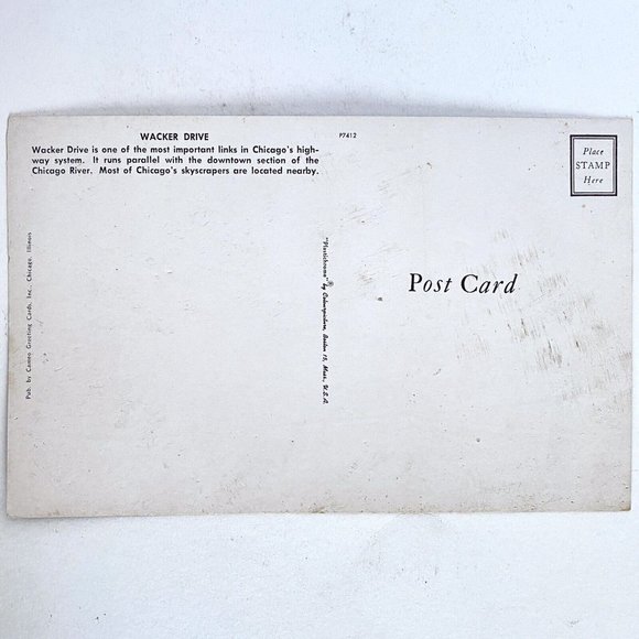 c1960s Wacker Drive View Skyscrapers Cityscape Chicago IL Giant Postcard 6x9in - Picture 3 of 5